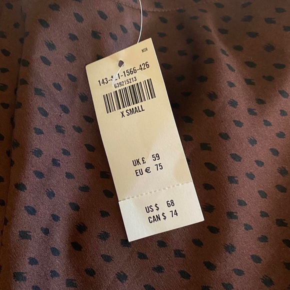 abercrombie and fitch satin dark brown and black polka dot print midi skirt - Picture 4 of 4